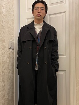 「kutir（クティール）のアイテム（トレンチコート）」を使った、いのさん（メンズ・175cm）の冬コーディネート
