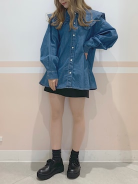 「襟付きトップス」｜「アイテム（その他シューズ）」を使った、kaeさん（レディース・153cm）の春コーディネート
