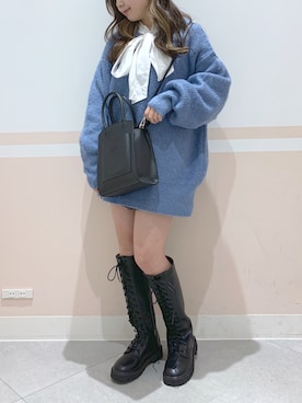「ボウタイ」｜「アイテム（その他）」を使った、kaeさん（レディース・153cm）の冬コーディネート