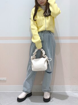 「イエローコーデ」｜「アイテム（その他）」を使った、kaeさん（レディース・153cm）の冬コーディネート
