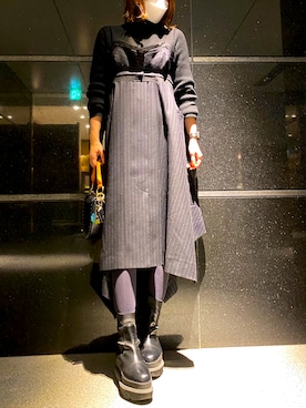 「Sacai（サカイ）のアイテム（ブーツ）」を使った、えみ☺︎☆さん（レディース・172cm）の冬コーディネート