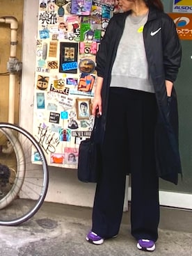 「NIKE（ナイキ）のアイテム（ジャケット/アウター）」を使った、えみ☺︎☆さん（レディース・172cm）の春コーディネート