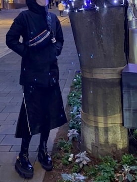 「Sacai（サカイ）のアイテム（ブーツ）」を使った、えみ☺︎☆さん（レディース・172cm）の冬コーディネート