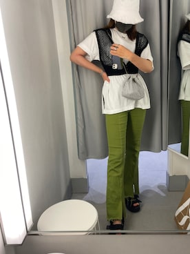 「one way（ワンウェイ）のアイテム（帽子）」を使った、Mさん（レディース・164cm）の夏コーディネート