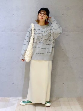 「アイテム（その他トップス、シルバー系）」を使った、miwataraさん（レディース・156cm）の秋コーディネート