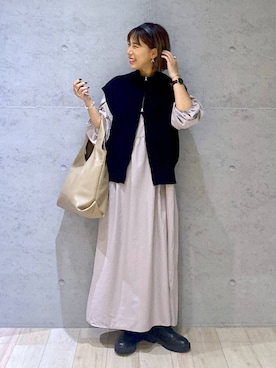 「アイテム（ワンピース/ドレス）」を使った、miwataraさん（レディース・156cm・30代）の秋コーディネート