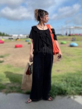 「アイテム（タンクトップ）」を使った、miwataraさん（レディース・156cm）の夏コーディネート