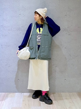 「アイテム（スウェット）」を使った、miwataraさん（レディース・156cm）の春コーディネート