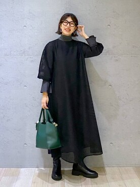 「アイテム（ワンピース/ドレス）」を使った、miwataraさん（レディース・156cm・30代）の冬コーディネート