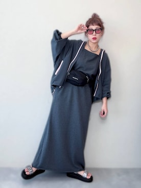 「LEPSIM（レプシィム）のギャザークッションサンダル　638838（サンダル、その他）」を使った、miwataraさん（レディース・157cm）の春コーディネート