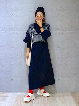 「アイテム（ワンピース/ドレス）」を使った、miwataraさん（レディース・156cm・30代）の秋コーディネート