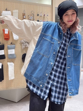 「アイテム（カバーオール）」を使った、miwataraさん（レディース・156cm）の秋コーディネート