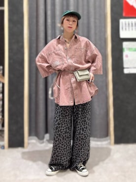 「LEPSIM（レプシィム）のレオパード柄パンツ　1043170（その他パンツ、グレー系）」を使った、miwataraさん（レディース・157cm）の夏コーディネート