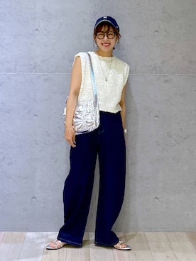 「アイテム（帽子）」を使った、miwataraさん（レディース・156cm・30代）の夏コーディネート