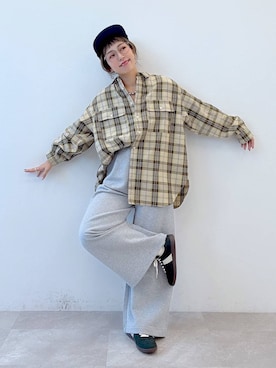 「LEPSIM（レプシィム）のチェック長袖シャツ　497481（シャツ/ブラウス）」を使った、miwataraさん（レディース・156cm・30代）の夏コーディネート