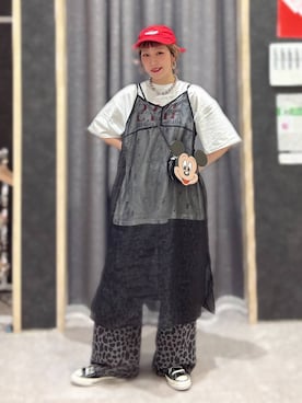 「LEPSIM（レプシィム）のレオパード柄パンツ　1043170（その他パンツ、グレー系）」を使った、miwataraさん（レディース・157cm）の夏コーディネート