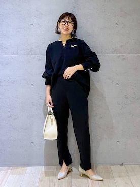 「LEPSIM（レプシィム）のフェイクレザーセンターステッチバッグ　990316（ショルダーバッグ）」を使った、miwataraさん（レディース・156cm）の冬コーディネート