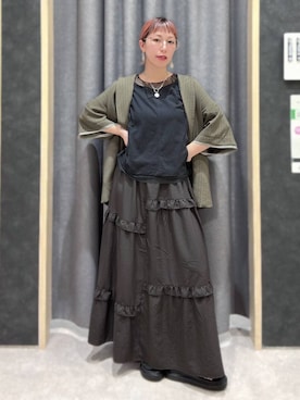 「LEPSIM（レプシィム）のギャザークッションサンダル　638838（サンダル、その他）」を使った、miwataraさん（レディース・157cm）の夏コーディネート