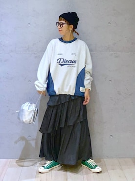 「アイテム（スカート）」を使った、miwataraさん（レディース・156cm・30代）の秋コーディネート