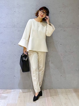 「LEPSIM（レプシィム）のフェイクレザーセンターステッチバッグ　990316（ショルダーバッグ）」を使った、miwataraさん（レディース・156cm）の冬コーディネート