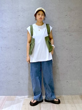 「アイテム（帽子）」を使った、miwataraさん（レディース・156cm・30代）の夏コーディネート