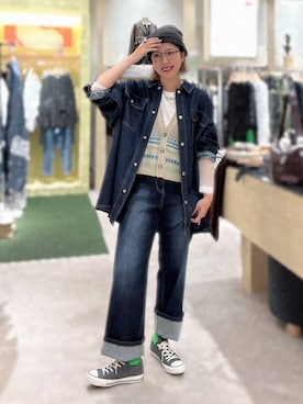 「LEPSIM（レプシィム）のアイテム（デニムパンツ）」を使った、miwataraさん（レディース・156cm）の秋コーディネート