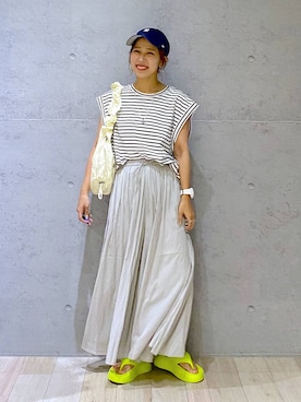 「アイテム（帽子）」を使った、miwataraさん（レディース・156cm・30代）の夏コーディネート