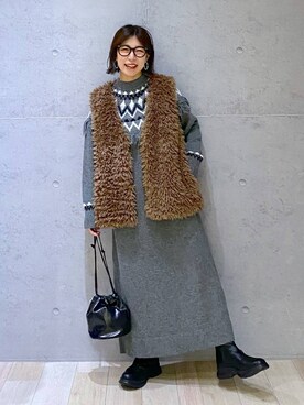 「アイテム（ワンピース/ドレス）」を使った、miwataraさん（レディース・156cm・30代）の冬コーディネート