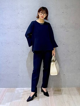 「LEPSIM（レプシィム）のフェイクレザーセンターステッチバッグ　990316（ショルダーバッグ）」を使った、miwataraさん（レディース・156cm）の冬コーディネート