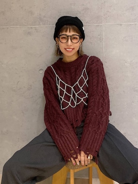 「アイテム（その他トップス、シルバー系）」を使った、miwataraさん（レディース・156cm）の秋コーディネート