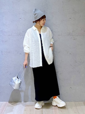「アイテム（ニットキャップ/ビーニー）」を使った、miwataraさん（レディース・156cm・30代）の春コーディネート