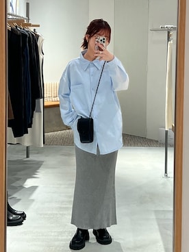 「サックスブルー」｜「アイテム（ブーツ）」を使った、おみきさん（レディース・158cm）の秋コーディネート