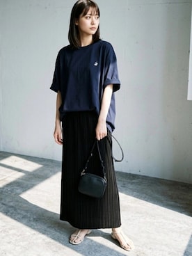 「BEVERLY HILLS POLO CLUB（ビバリーヒルズポロクラブ）の2026SS BEVERLY HILLS POLO CLUB/ビバリーヒルズポロクラブ オーバーサイズ ワンポイント刺繍  無地/ボーダー 半袖Tシャツ レディース メンズ（Tシャツ/カットソー、ブルー系）」を使った、MARUKAWA【Official】さん（メンズ・180cm）の夏コーディネート
