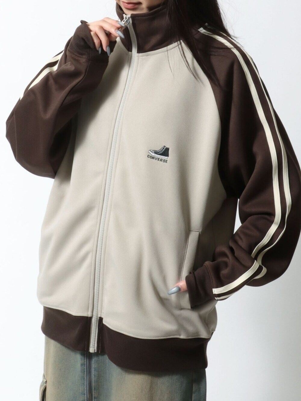 コンバース　トラックジャケット　ジャージ　半袖　くすみカラー　サイドライン　XL コンバース トラックジャケット ジャージ 半袖 くすみカラー サイド