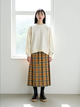 「DISCUS（ディスカス）のアイテム」を使った、MARUKAWA【Official】さん（レディース・161cm）の冬コーディネート