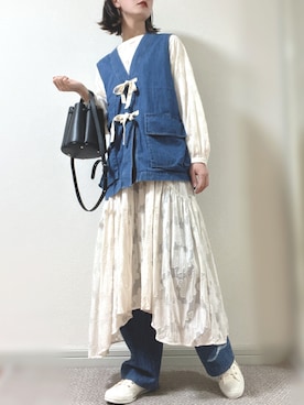 「MHL.（エムエイチエル）のMHL ALL STAR（スニーカー）」を使った、たかおさん（レディース・168cm）の冬コーディネート