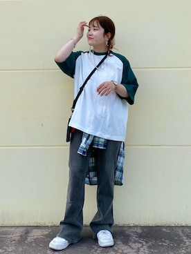 「SOMETHING（サムシング）のアイテム（デニムパンツ）」を使った、shellyさん（レディース・154cm）の春コーディネート