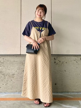 「キャミワンピ」｜「アイテム（シャツワンピース）」を使った、shellyさん（レディース・154cm）の夏コーディネート