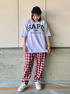 「BEN DAVIS（ベンデイビス）のアイテム（パンツ）」を使った、shellyさん（レディース・154cm）の春コーディネート
