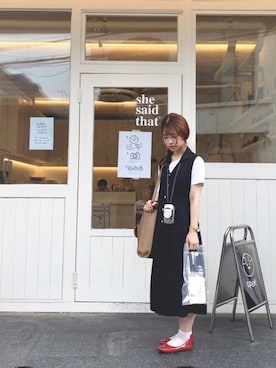 「古着好きな人と繋がりたい」｜「アイテム（バレエシューズ）」を使った、yさん（レディース・159cm）の春コーディネート