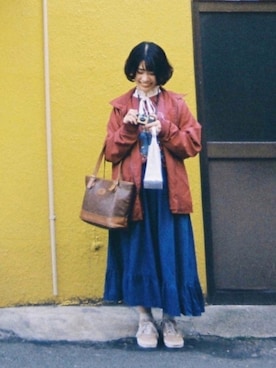「古着好きな人と繋がりたい」｜「アイテム（ブルゾン）」を使った、yさん（レディース・159cm）の春コーディネート