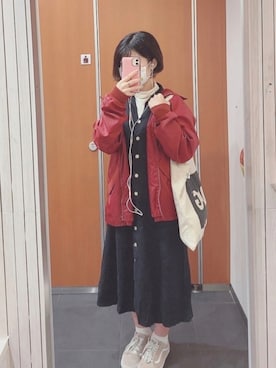 「ワンピース×スニーカー」｜「アイテム（ブルゾン）」を使った、yさん（レディース・159cm）の春コーディネート