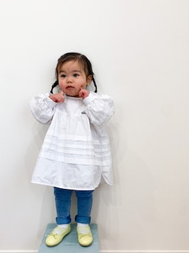 「petit main（プティマイン）のアイテム（バレエシューズ）」を使った、EIMA.SAEさん（キッズ・90cm）の春コーディネート