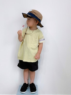 「こども ビームス（コドモビームス）のアイテム（パンツ）」を使った、EIMA.SAEさん（キッズ・90cm）の夏コーディネート