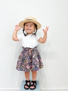 「petit main（プティマイン）のアイテム（サンダル）」を使った、EIMA.SAEさん（キッズ・100cm）の夏コーディネート