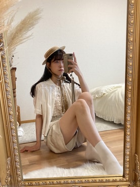 「秋先取りコーデ」｜「アイテム（チノパンツ）」を使った、a yaさん（レディース・161cm）の夏コーディネート
