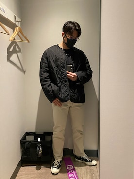 「OAMC（オーエーエムシー）のアイテム（ダウンジャケット/コート）」を使った、8Tさん（メンズ・175cm）の春コーディネート