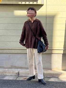 「スクエアトゥ」｜「アイテム（スラックス）」を使った、M。さん（レディース・149cm）の春コーディネート