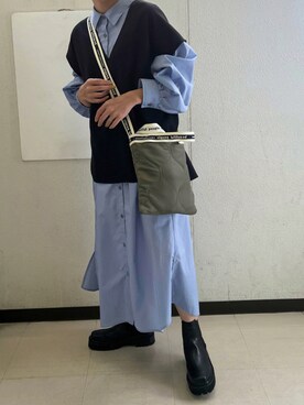 「GLOBAL WORK（グローバルワーク）のアイテム（シャツワンピース）」を使った、M。さん（レディース・149cm）の秋コーディネート