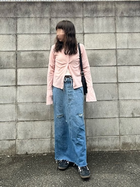 「アイテム（カーディガン/ボレロ、ピンク系）」を使った、M。さん（レディース・149cm）の秋コーディネート